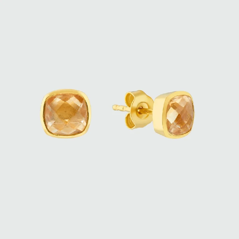 fashionable earrings for casual wear -Brooklyn Citrine & Gold Vermeil Stud Earrings