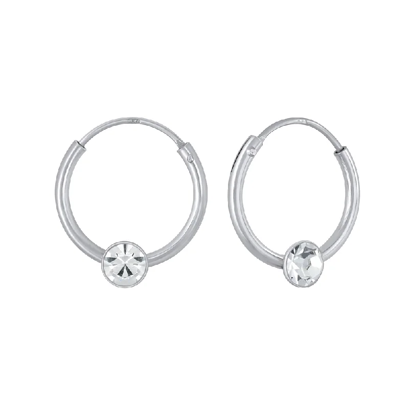 modern hoop earrings -Children's Sterling Silver 'April Birthstone' Hoop Earrings