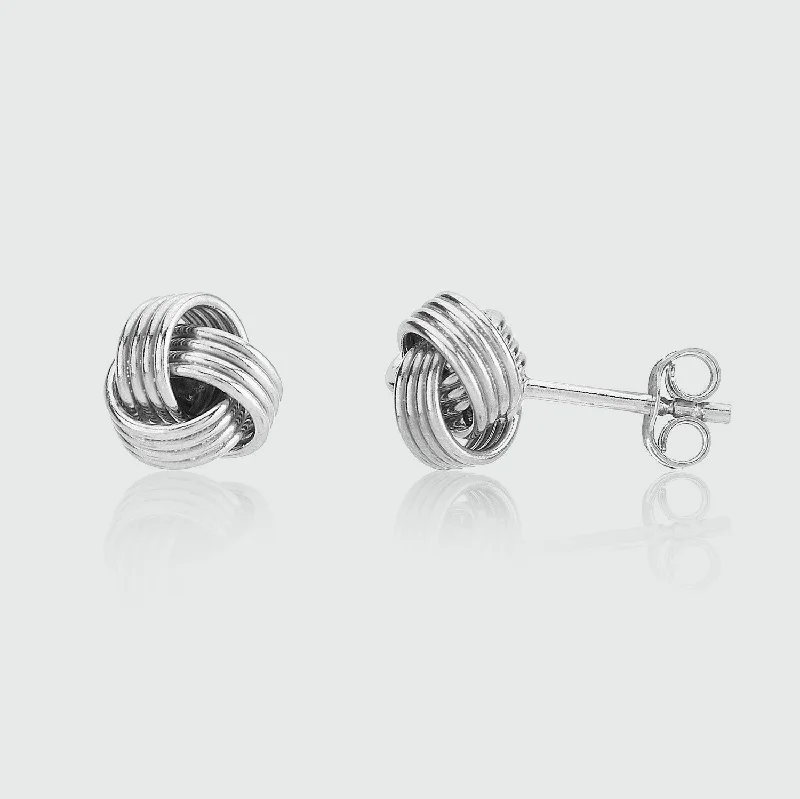 elegant crystal earrings -Cranley Sterling Silver Triple Knot Stud Earrings