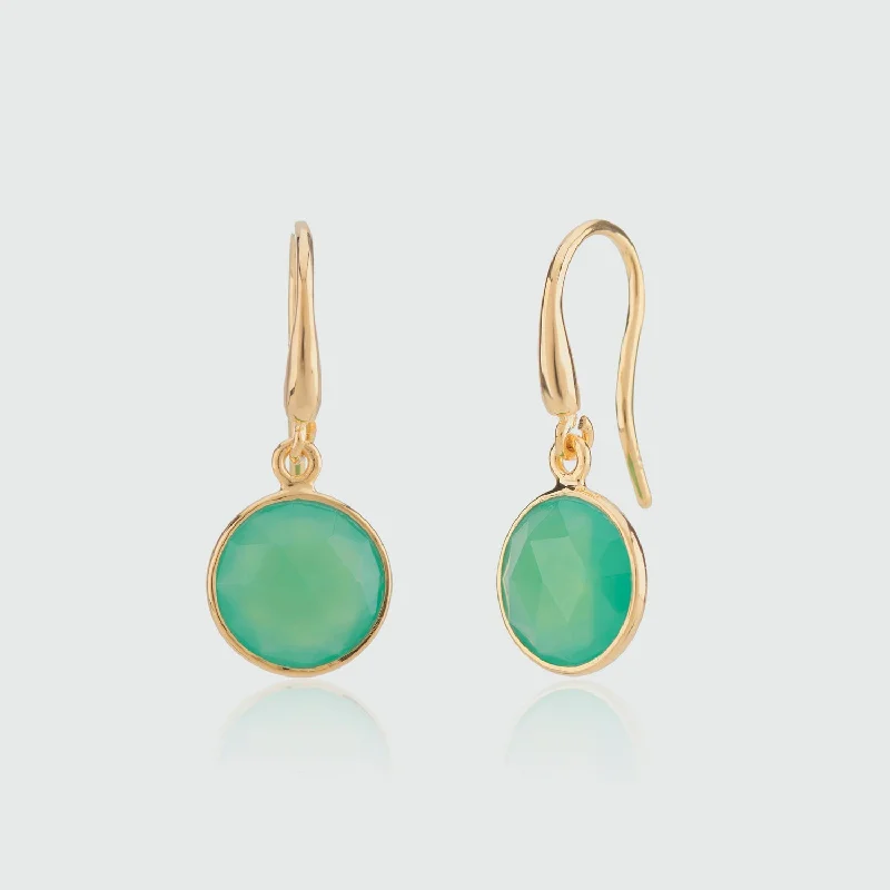 cubic zirconia earrings -Antibes Chrysoprase & Gold Vermeil Earrings