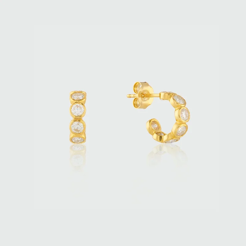 sterling silver earrings -Ortigia Mini Moissanite & Gold Vermeil Hoop Earrings