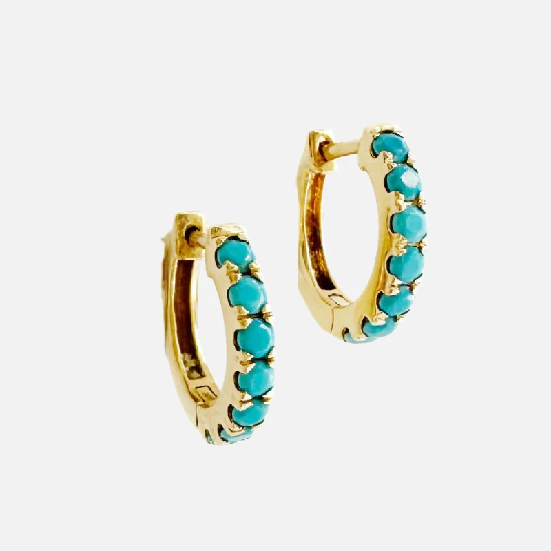 luxury gemstone drop earrings -Turquoise Huggies