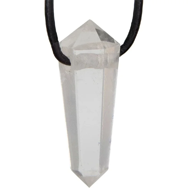 statement jewelry necklaces -Double Terminated Point Necklace - Clear Quartz