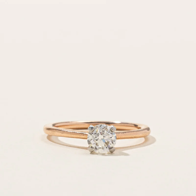 women’s silver bands -Solitaire Diamond Rose Gold Engagement Ring | 0.75ctw SI2 J | SZ 7.25 |