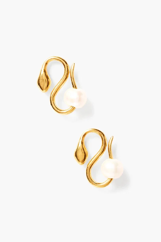 women earrings -Cobra Pearl Earrings Gold