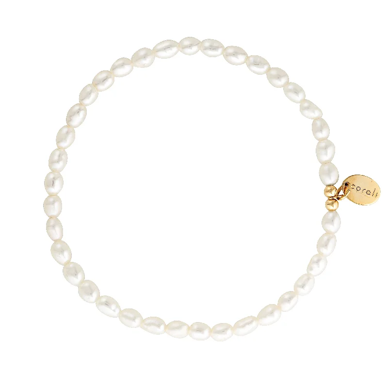 matching bracelet sets for women -Bridal Samoa Bracelet ~ Gold & Pearls