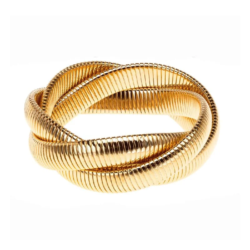 casual bracelets for women -Medium Triple Cobra Bracelet in Gold