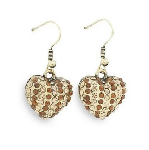 trendy stud earrings -Gold and Crystal Diamante 'Heavenly Bronze' Drop Earrings