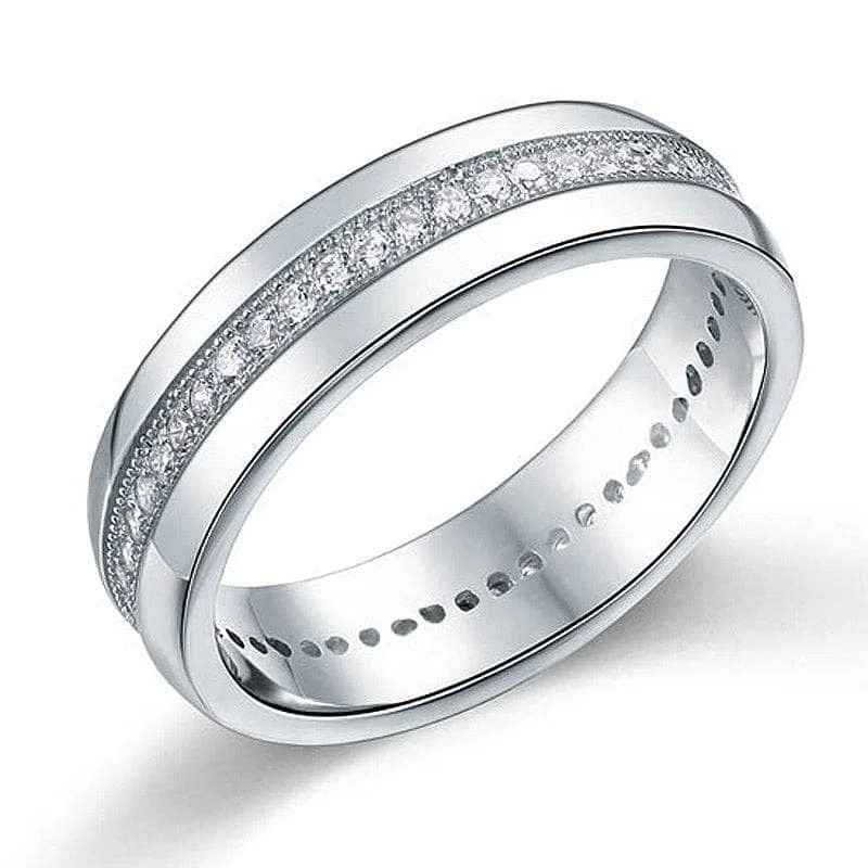 elegant princess-cut rings -Men's Wedding Band Full-Eternity Diamond Ring