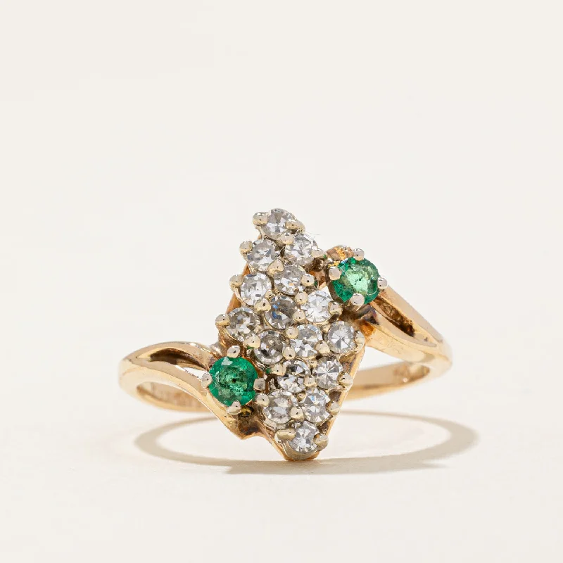 modern rings for women -Diamond & Emerald Waterfall Ring | 0.43ctw, 0.43ctw | SZ 6.25 |