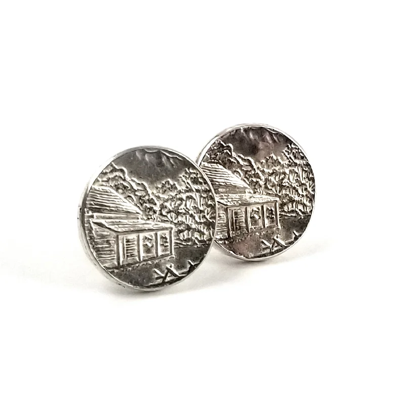 elegant hoop earrings -Silver Great Smoky Mountains National Park Quarter Punch Out Stud Earrings