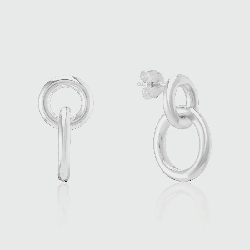 cubic zirconia earrings -Kelso Large Chunky Silver Earrings