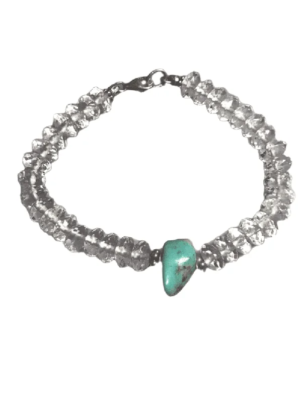 elegant bracelets for women -Quartz Crystal and Turquoise Gemstone Bracelet