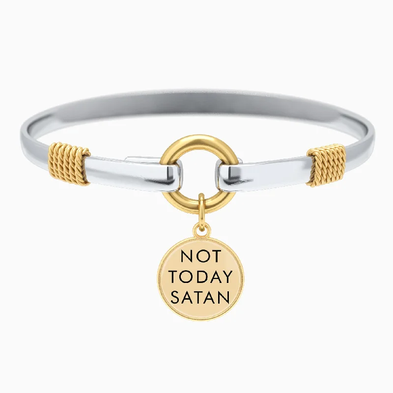 multi-colored bracelets for women -Not Today Satan - Two-Tone Bracelet