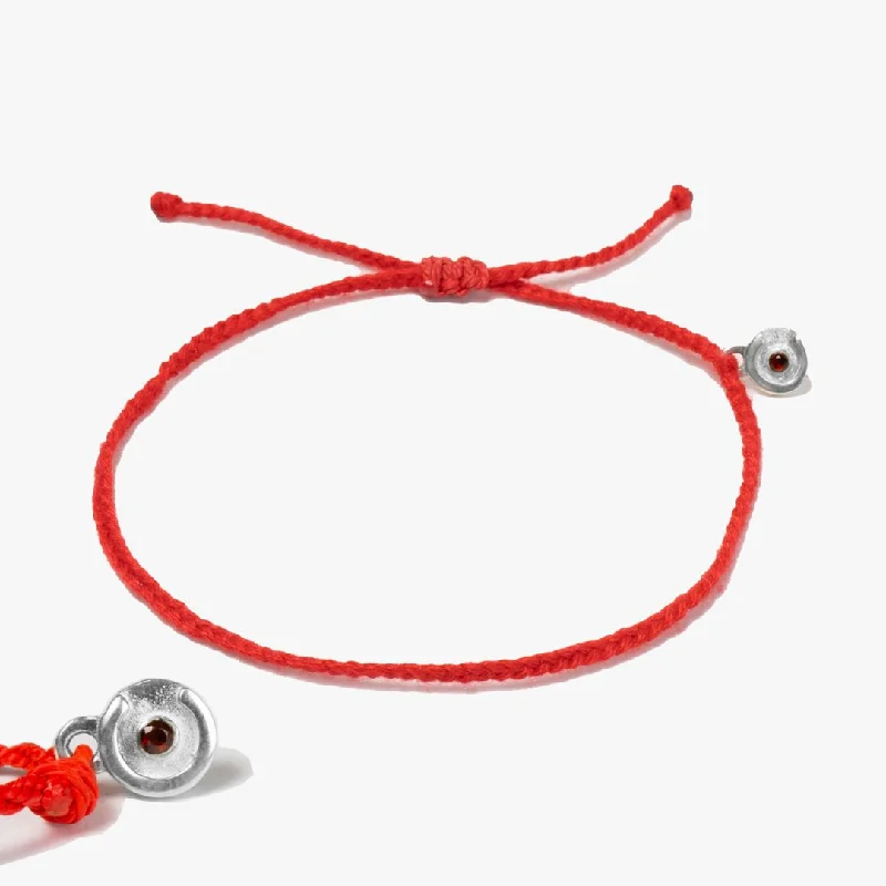 women’s braided bracelets -Lucky Red Original bracelet - 925S Silver & Red Garnet Stone