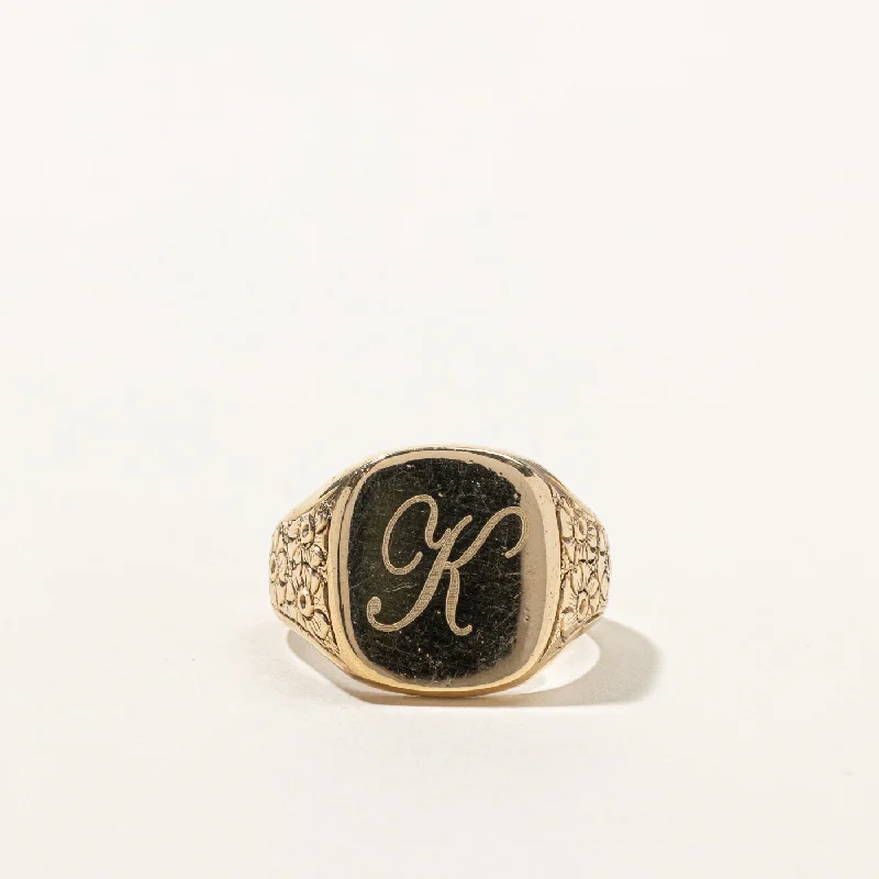 silver engagement rings -Gold Initial "K" Signet Ring | SZ 10.25 |