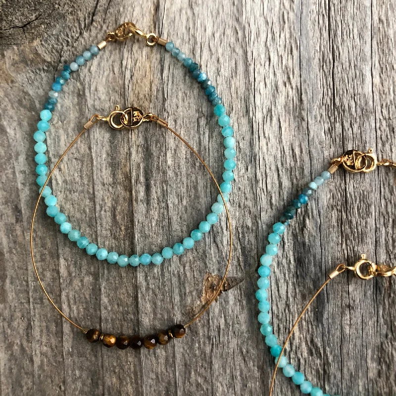 handmade bangles for women -"Columbia" Amazonite and Tiger Eye Beaded Bracelet Set