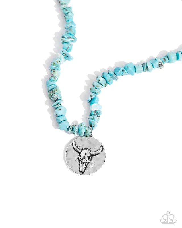 boho chic necklaces -Longhorn Leader - Blue