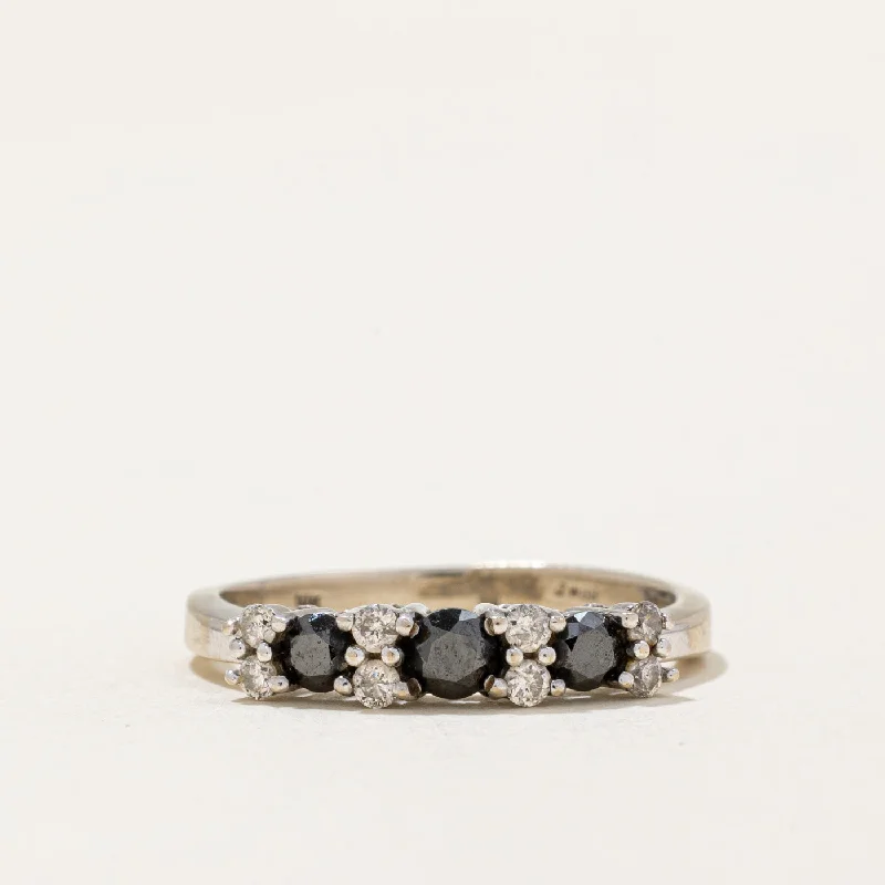 stackable rings for women -Black & White Diamond Ring | 0.30ctw, 0.15ctw | SZ 6 |