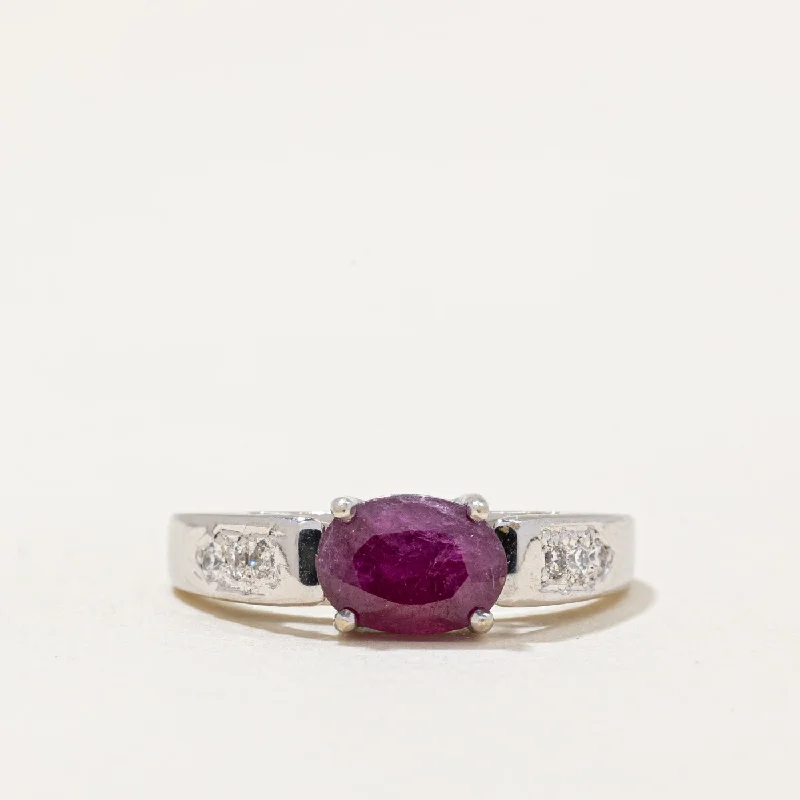 engagement rings for women -Ruby & Diamond Cocktail Ring | 0.60ct, 0.06ctw | SZ 4.75 |