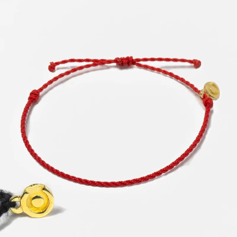 leather bangles for women -Lucky Red Twisted bracelet - 14k Gold plated