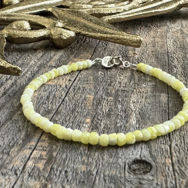 matching bracelet sets for women -"Oatman" Lemon Jade Gemstone Beaded Bracelet