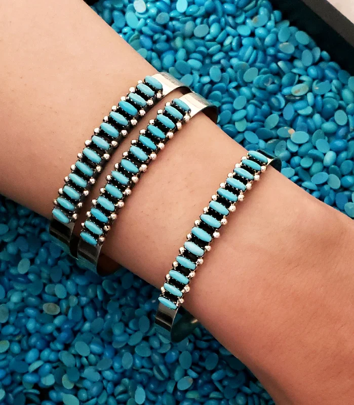 women’s bangles -Stamped Sterling Silver Genuine Turquoise Stone Adjustable Cuff Bracelets