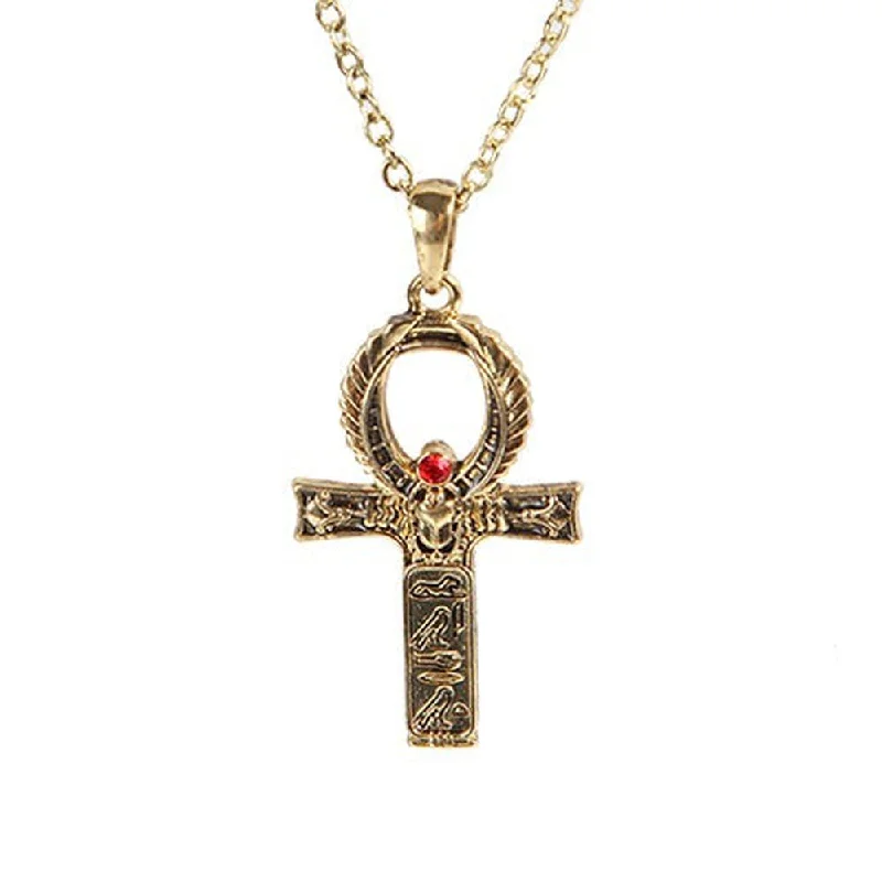 long strand necklaces -Scarab Cross Necklace