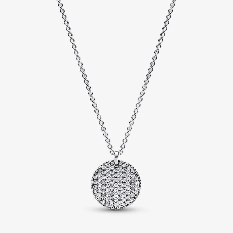 timeless pearl necklaces for women -Pandora Timeless Pavé Round Pendant Necklace