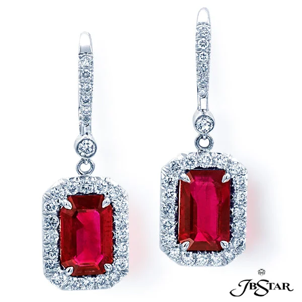 crystal earrings for women -Ruby & Diamond Drop Earrings