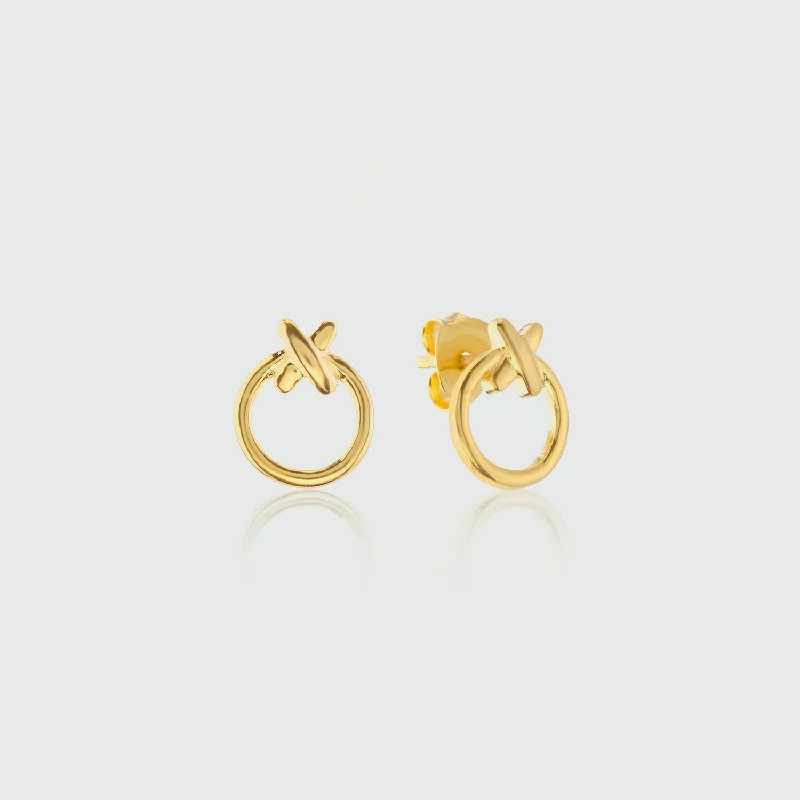 gold chandelier earrings -Manacor Friendship Gold Vermeil Kiss Stud Earrings