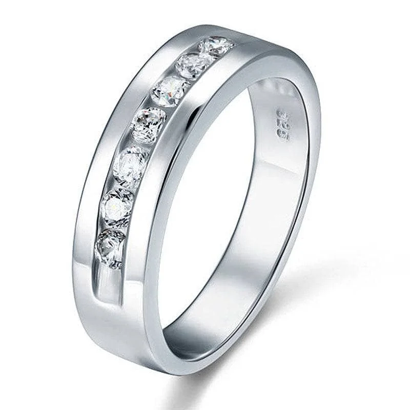 diamond engagement rings -Channel Set Diamond Men's Wedding Band