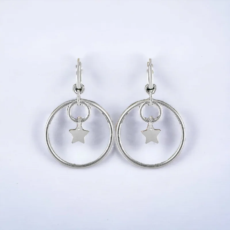 chic ear jackets -Silver Clip On Drop Earrings For Women & Girls