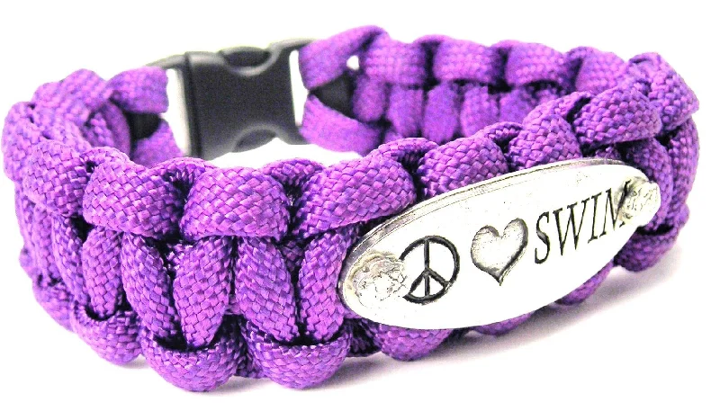 adjustable bangles for women -Peace Love Swim 550 Military Spec Paracord Bracelet