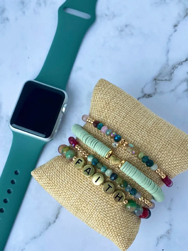 women’s statement bangles -Multi Color Stack Bracelets/Stretch Bracelets/Layering Bracelets/Boho Jewelry/Handmade Bracelets/Apple Watch Accessory