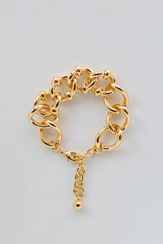 custom charm bangles for women -FINAL SALE - Rosie Gold Chainlink Bracelet