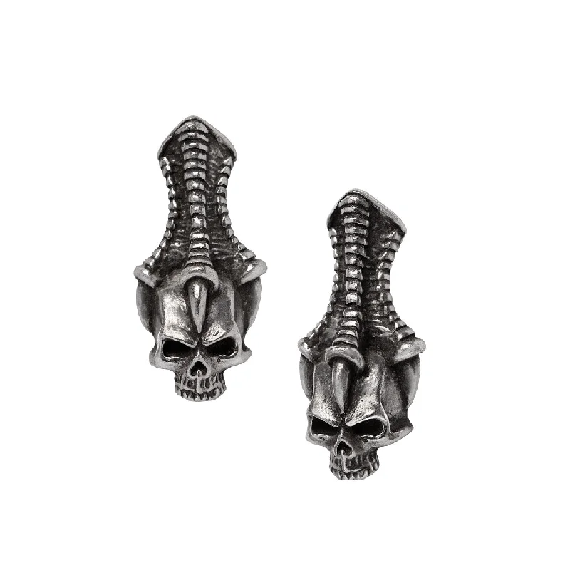 classic pearl earrings -The Trophy Talon Skull Earrings by Alchemy Gothic