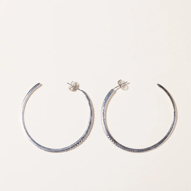 romantic rings for women -10k White Diamond Hoop Earrings | 0.55ctw