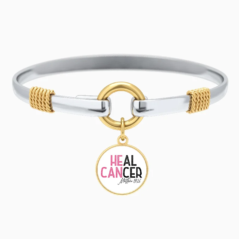 beautiful bangles for casual wear -He Can Heal Cancer - Matthew 19:26 - Two-Tone Bracelet