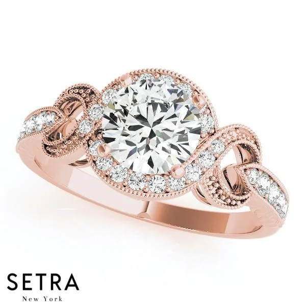 women’s oval engagement rings -ETERNAL LOVE  18K FINE ROSE GOLD DIAMONDS VINTAGE STYLE ENGAGEMENT RINGS