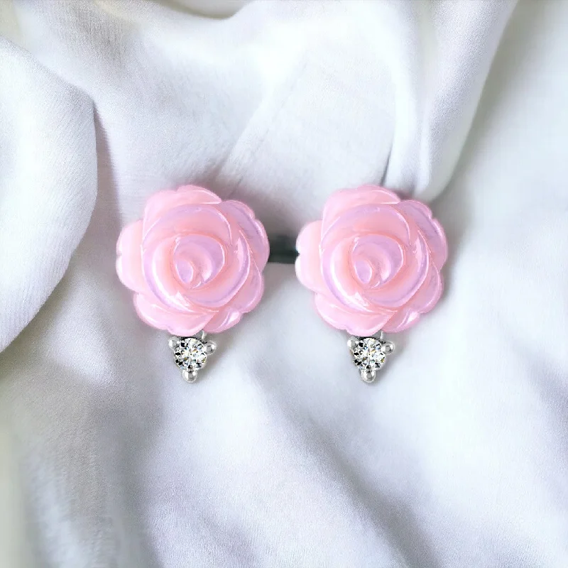 unique ear cuffs -Mother Of Pearl Pink Rose Earring