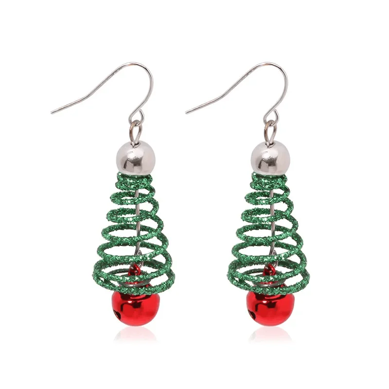 chic ear jackets -Adult's Christmas 'Spiral Christmas Tree' Drop Earrings