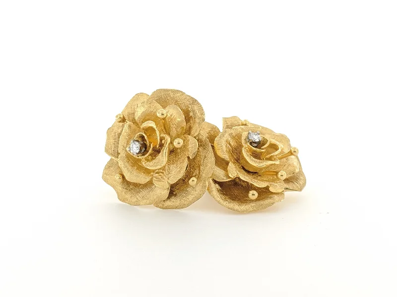 boho chic earrings -Gold Flower Earrings