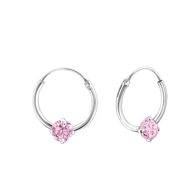 beautiful dangling earrings -Children's Sterling Silver 'October Birthstone' Hoop Earrings