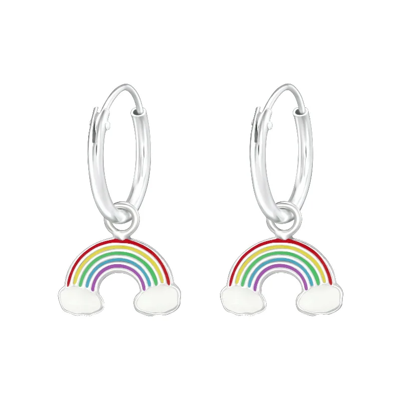 elegant earrings for women -Children's Sterling Silver 'Rainbow' Hoop Earrings