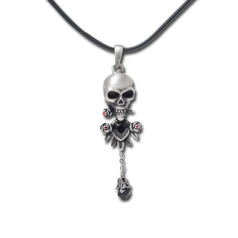 gemstone necklaces for women -Skull with Heart Necklace