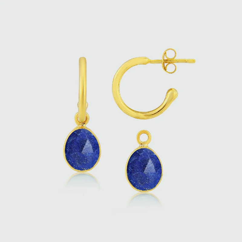 colorful gemstone earrings -Manhattan Gold & Lapis Lazuli Interchangeable Gemstone Earrings