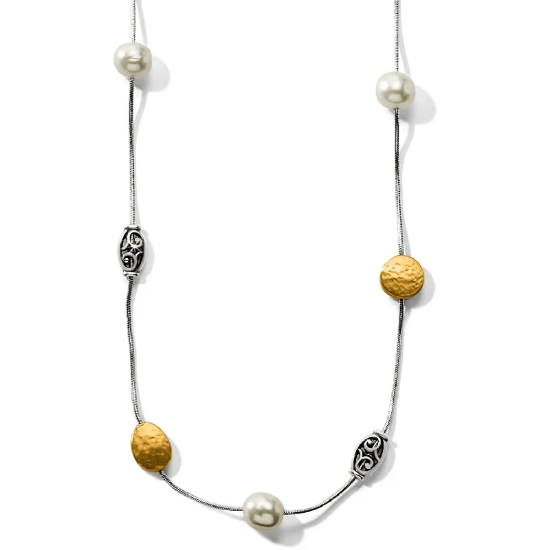 elegant lock pendant necklaces -Mediterranean Pearl Long Necklace