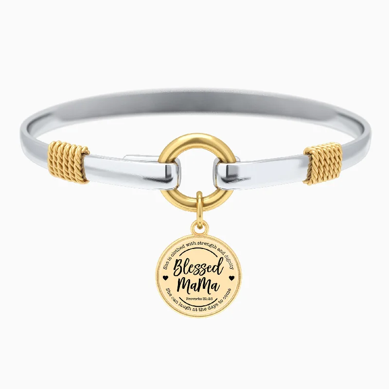 luxury bangle sets for women -Blessed Mama - Two-Tone Bracelet