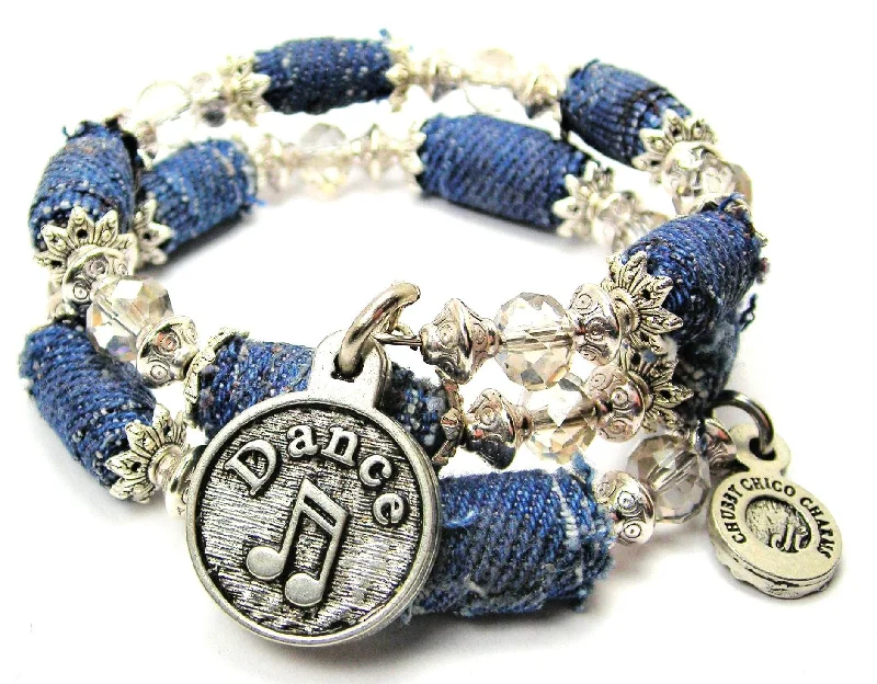 women’s bangle bracelets for parties -Dance Circle Blue Jean Beaded Wrap Bracelet